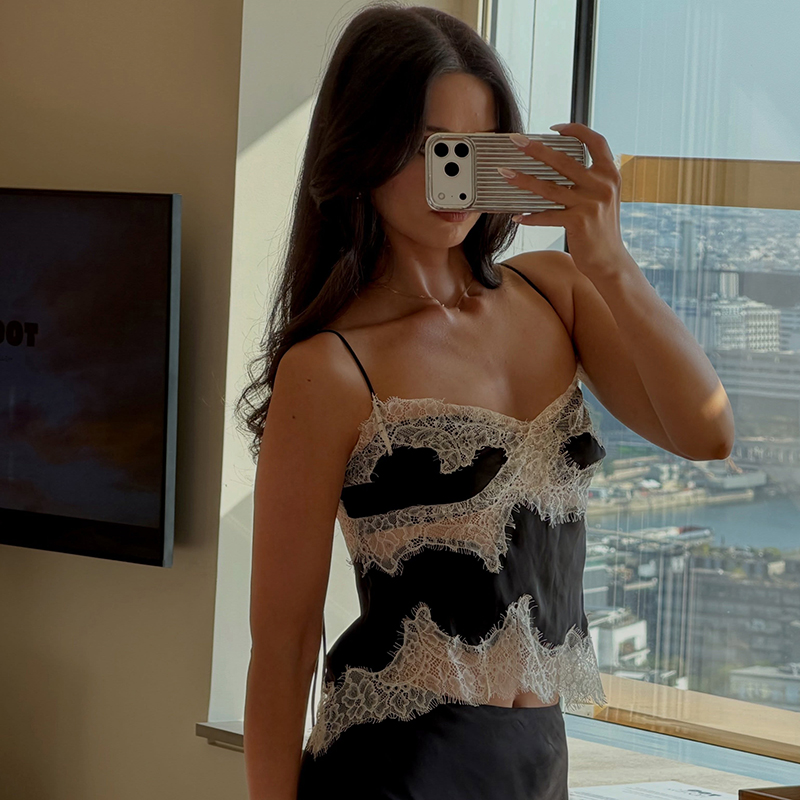 レーストリムのツーピーススカートセット。女性用、細いストラッ - Elastic Lace Trim のレビューと価格